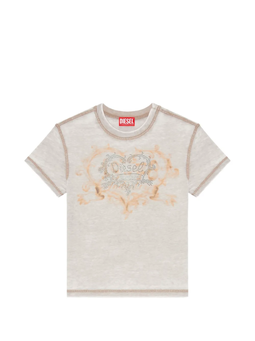 Diesel rhinestone-embellished burnout-effect T-shirt - Toni neutri