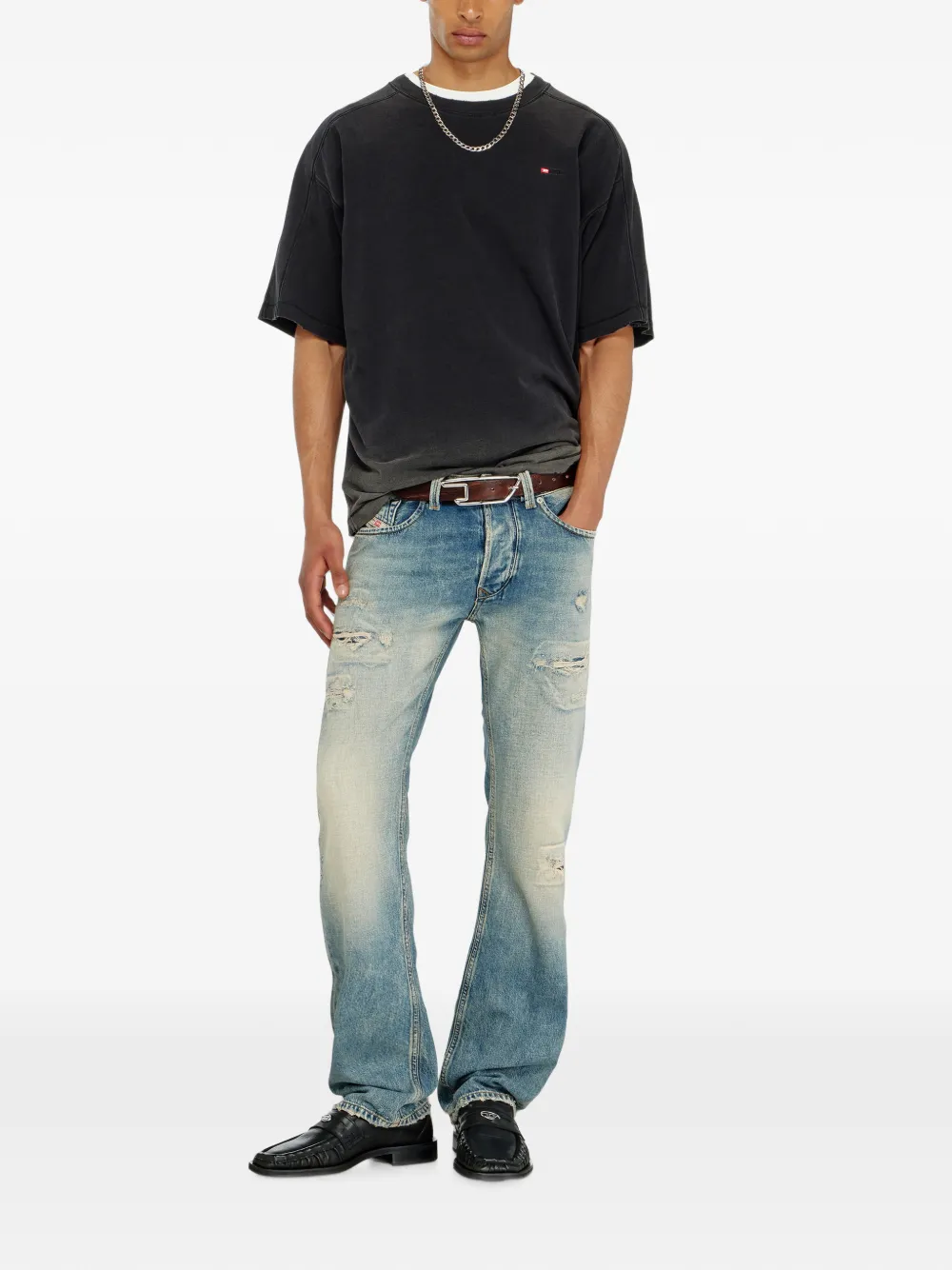 Diesel Katoenen T-shirt met kleurverloop Zwart