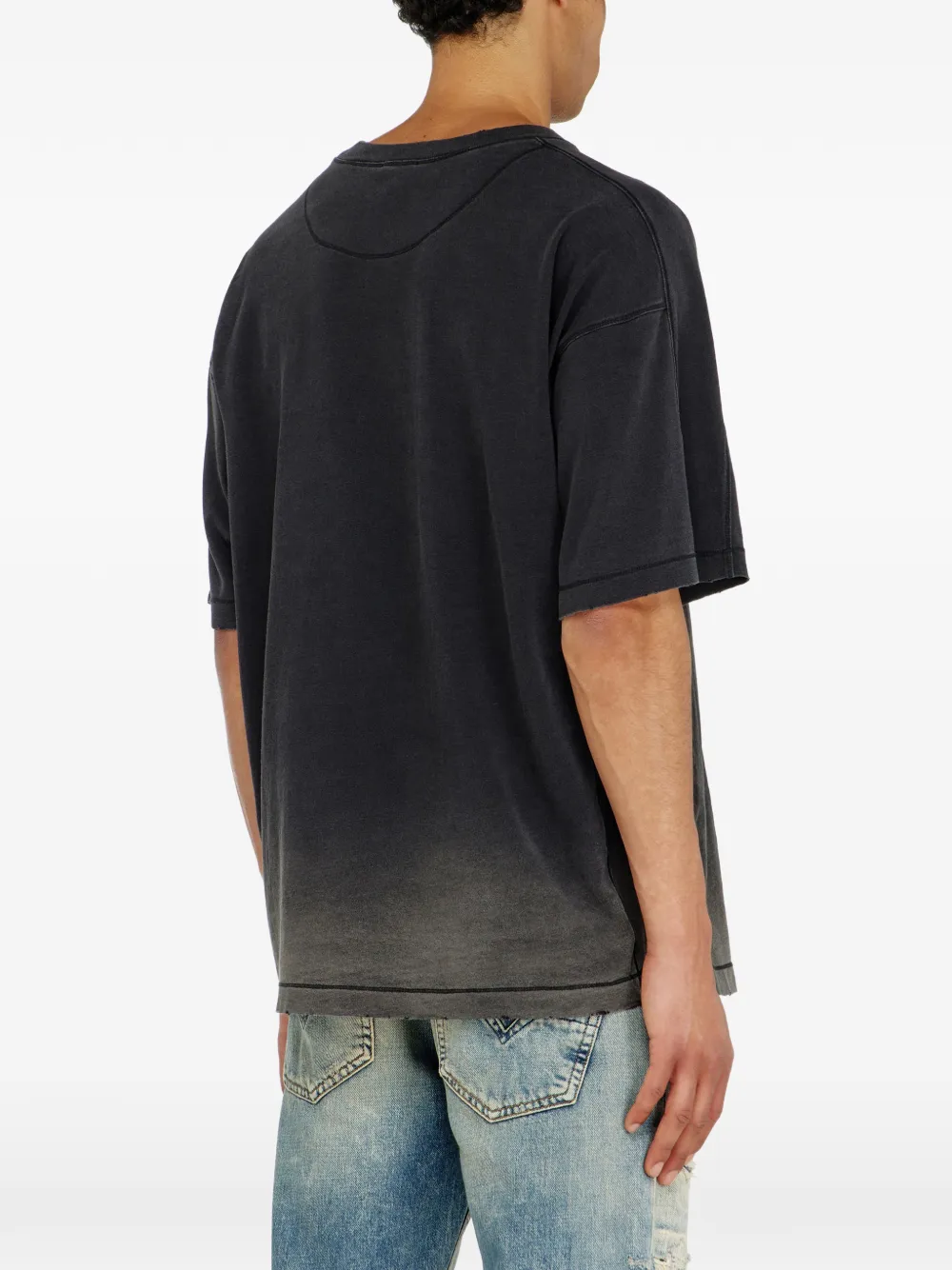 Diesel Katoenen T-shirt met kleurverloop Zwart