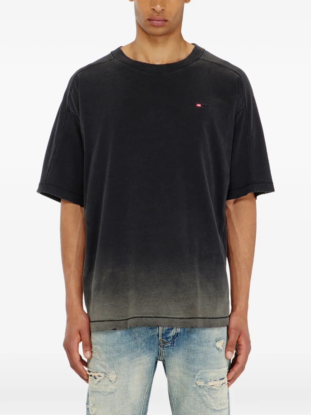 Diesel Katoenen T-shirt met kleurverloop Zwart