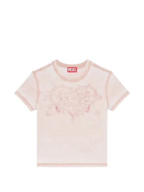 Diesel jersey t-shirt with rhinestones and burnout effect