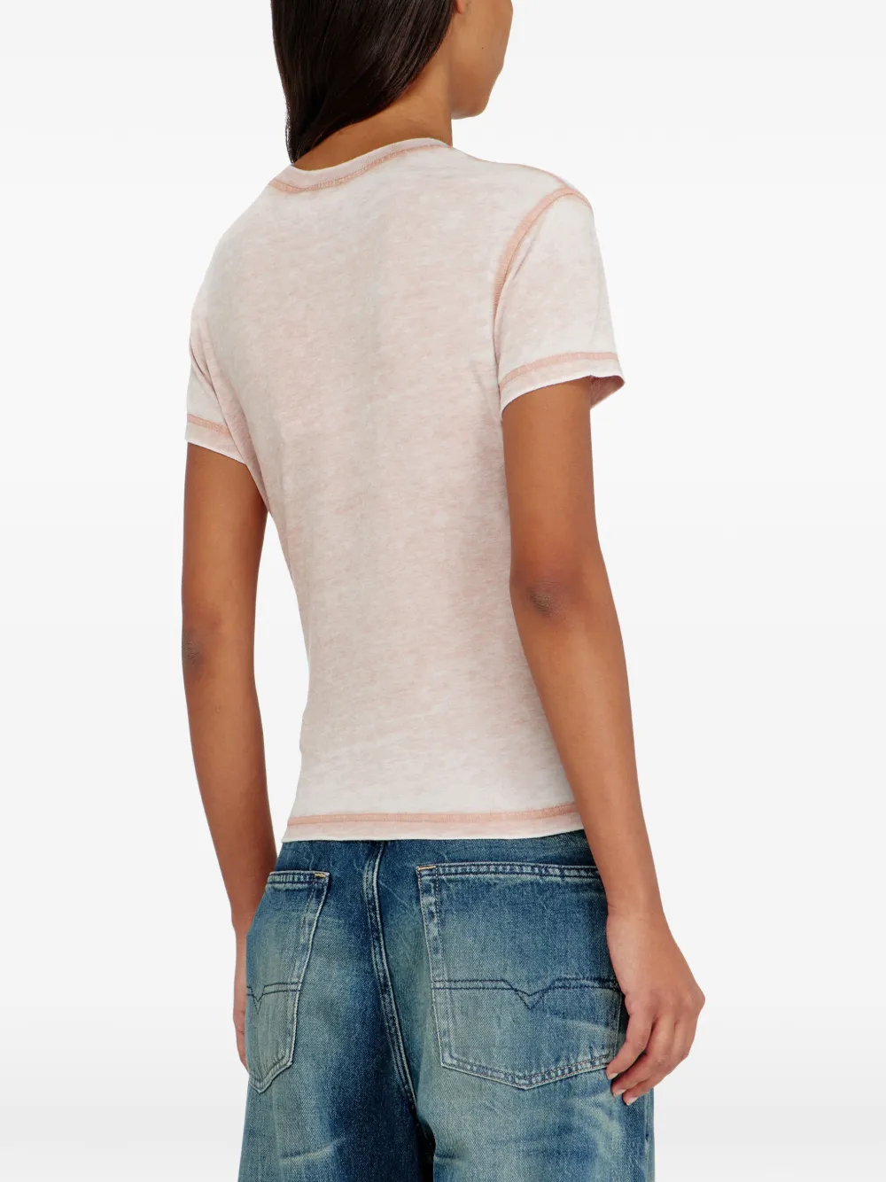 Diesel Jersey T-shirt met stras Beige