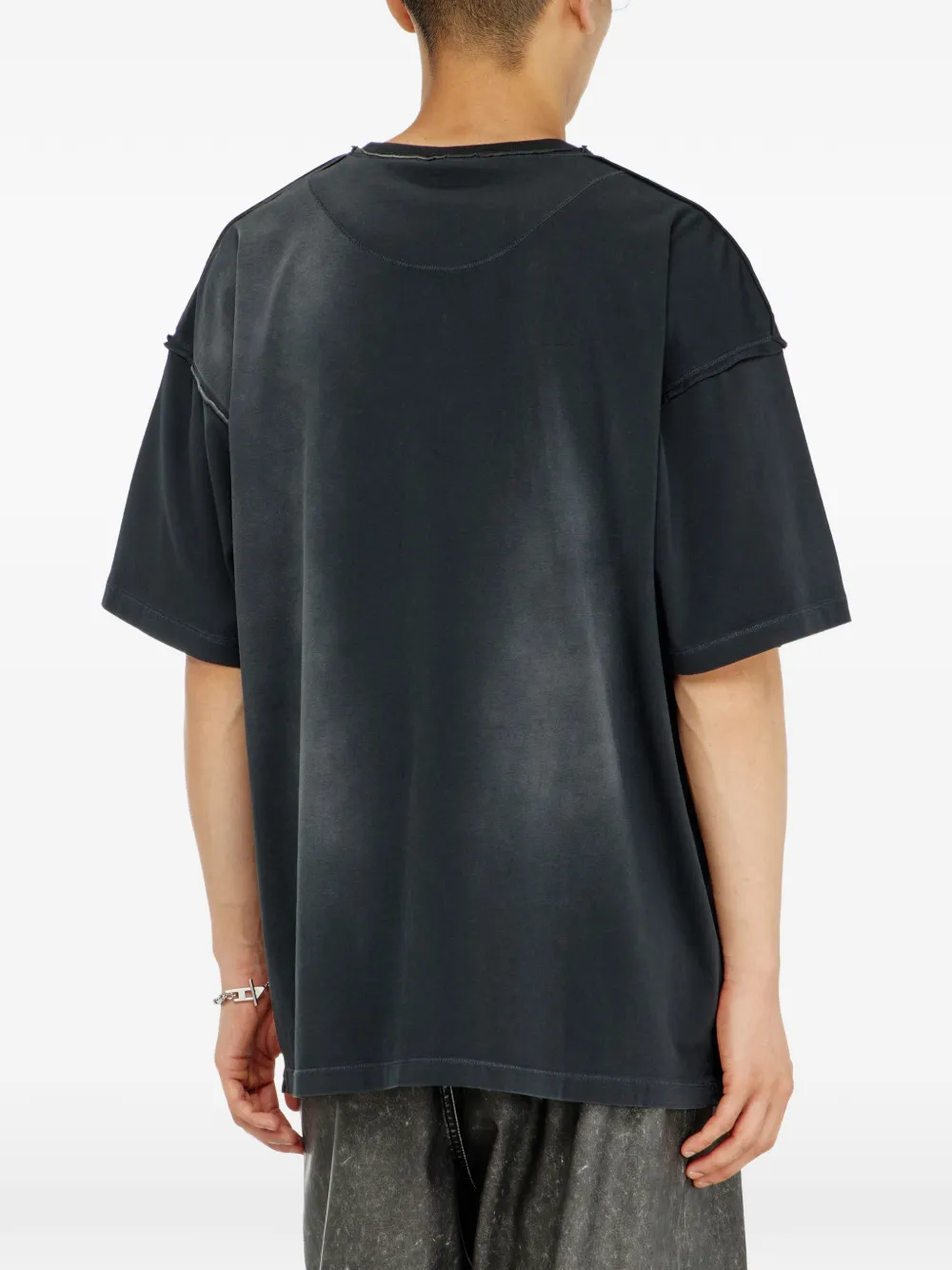 Diesel Vervaagd T-shirt met gescheurd zakdetail Zwart