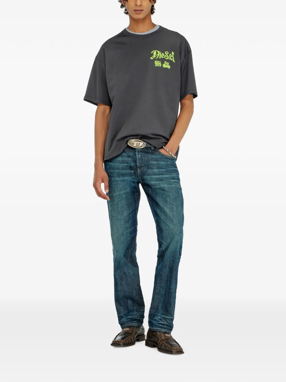 Diesel katoenen T-shirt met grafische print Grijs