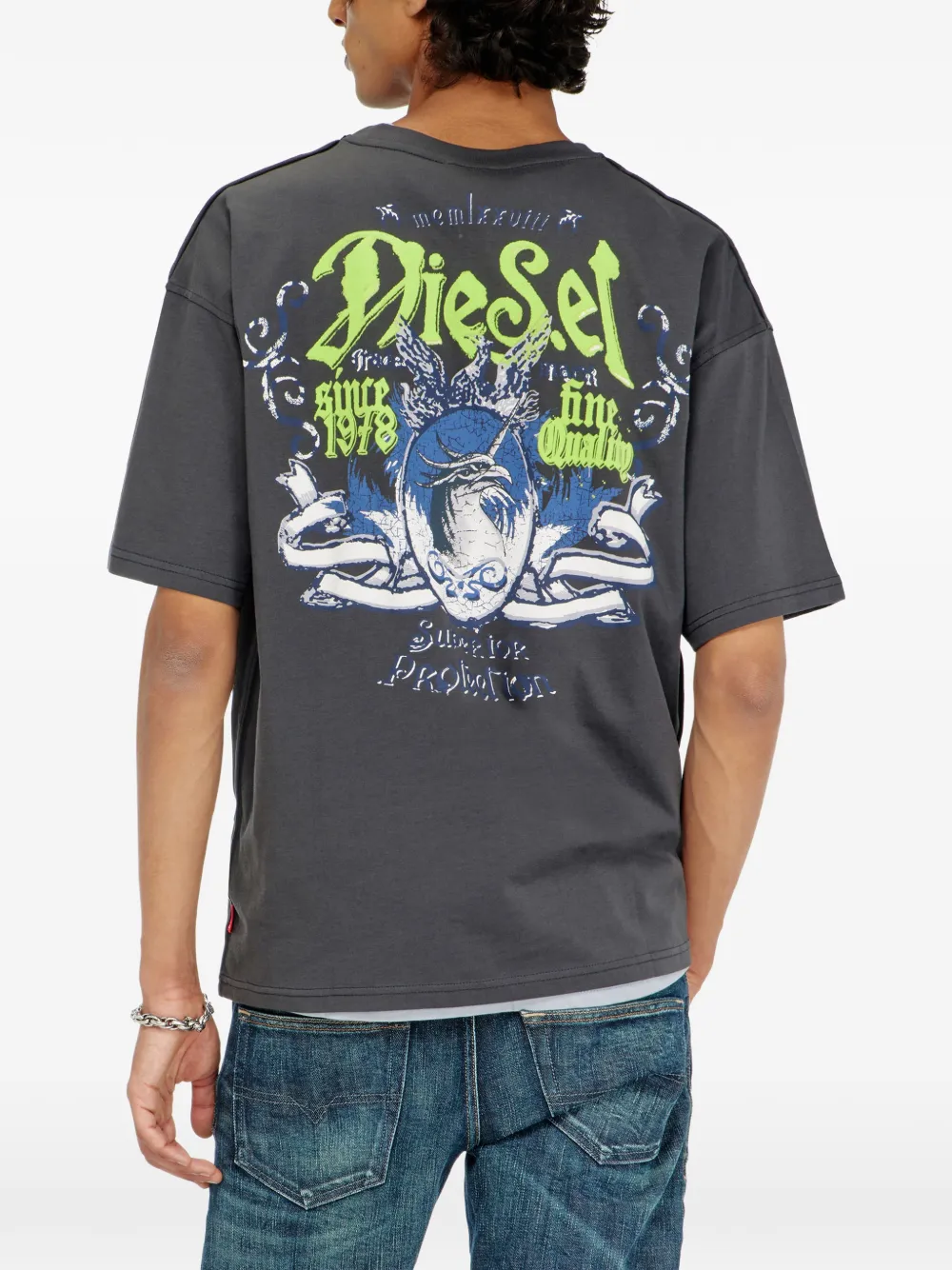 Diesel katoenen T-shirt met grafische print Grijs