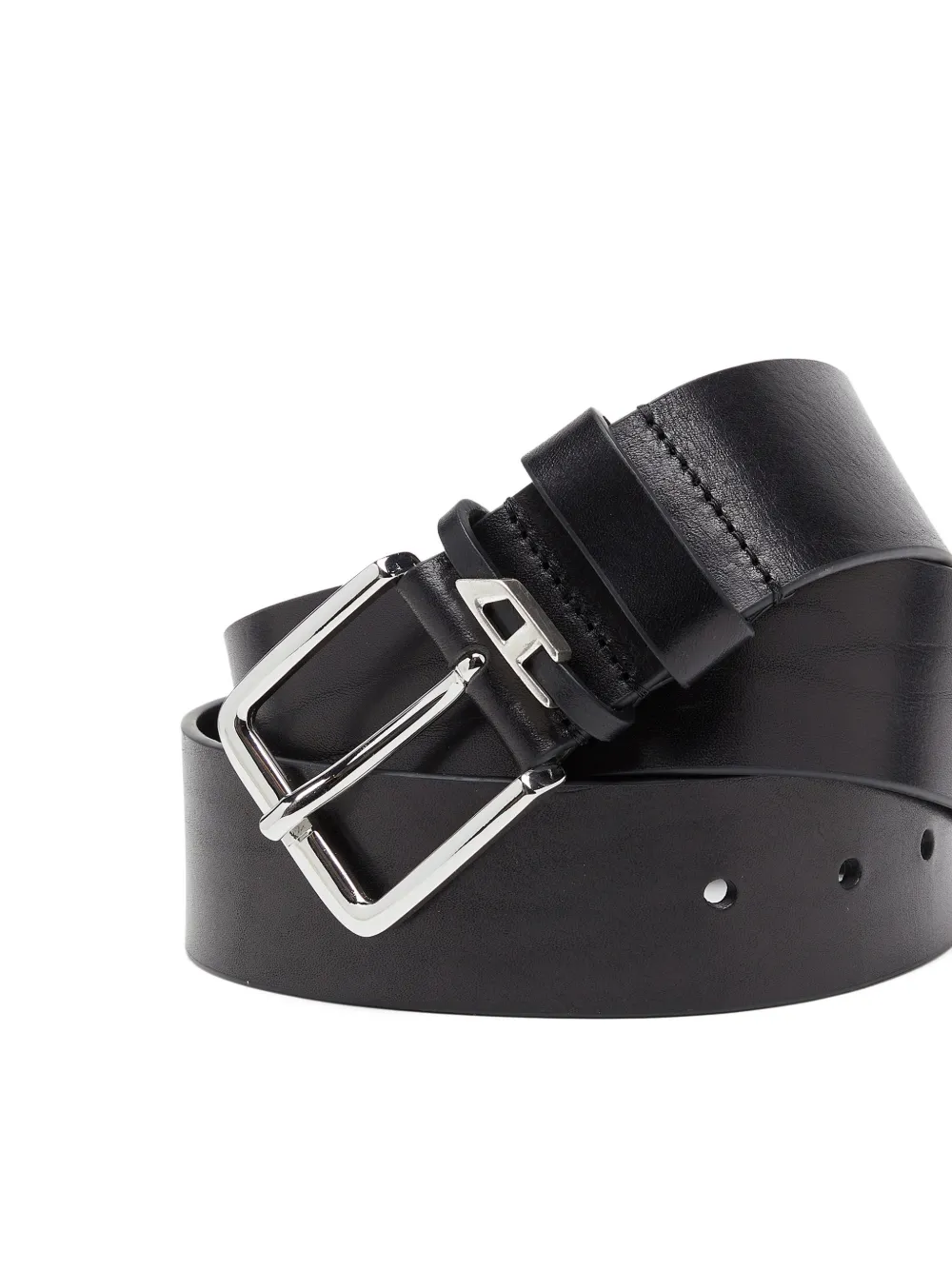 Diesel Leren riem met gekreukt effect Zwart
