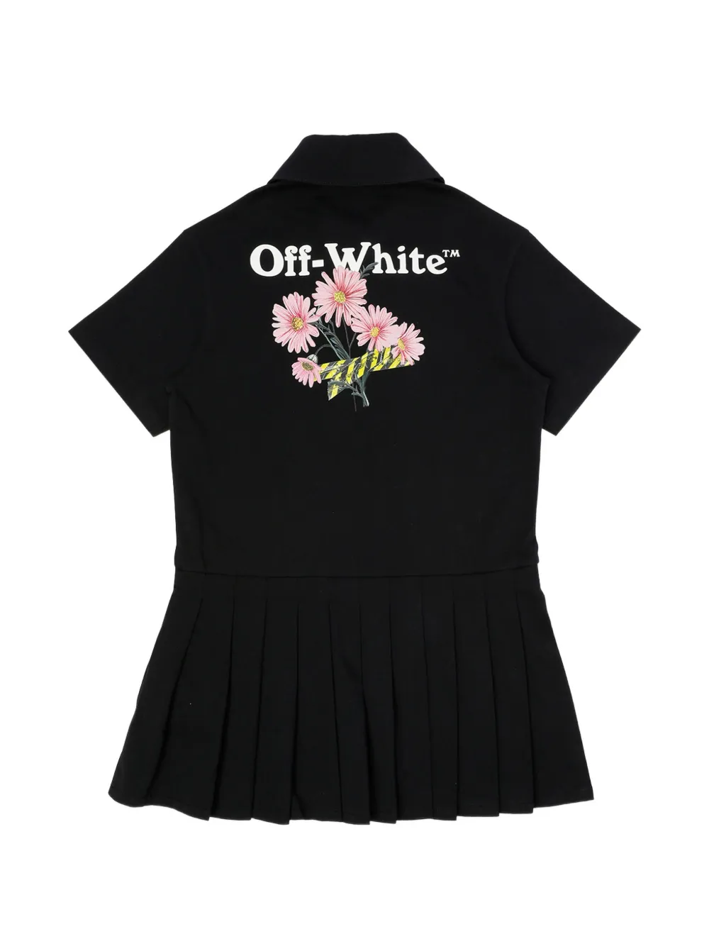 Off-White Kids Daisy Tape geplooide jurk Zwart