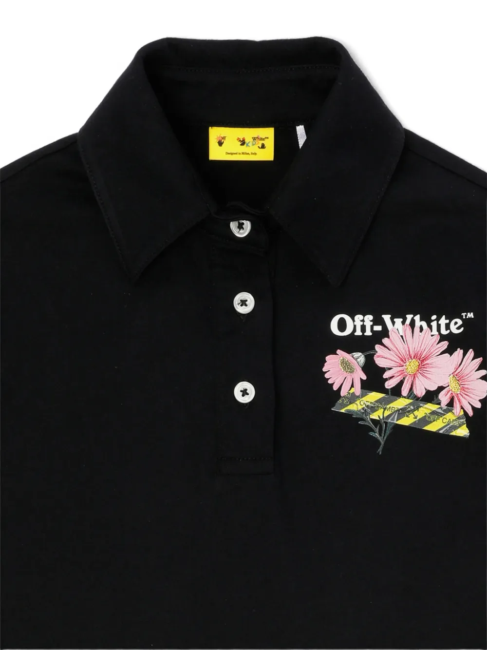 Off-White Kids Daisy Tape geplooide jurk Zwart
