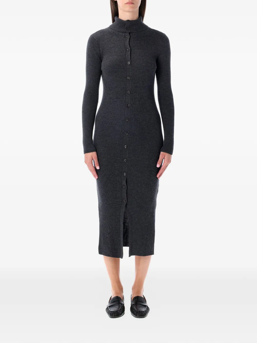 Sessùn Shimalong ribbed-knit buttoned dress - Grigio