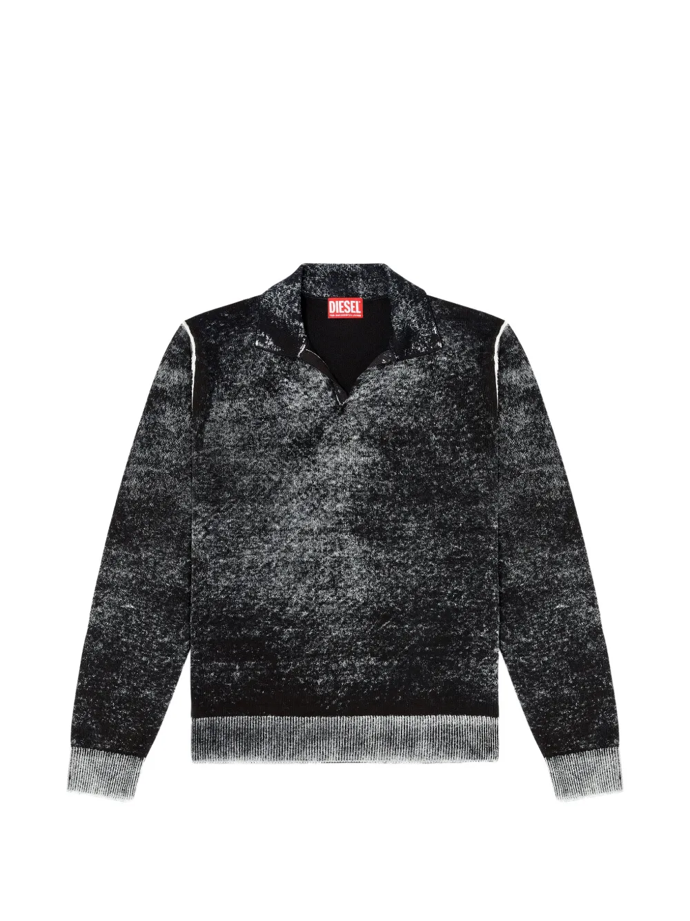 Diesel faded-effect polo sweater - Nero
