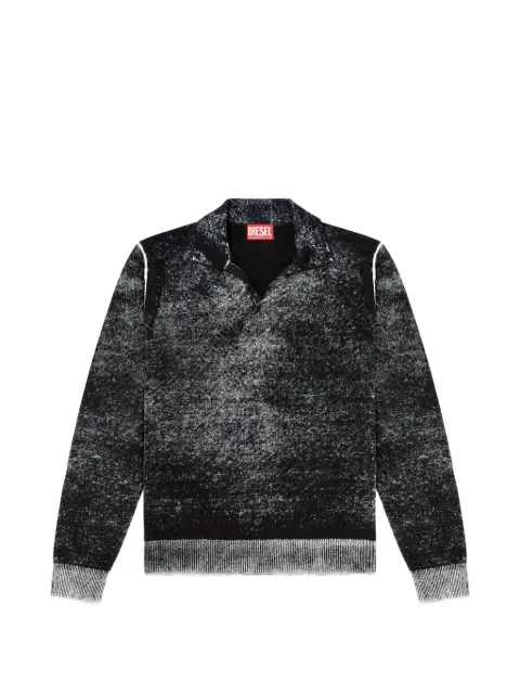 Diesel faded-effect polo sweater