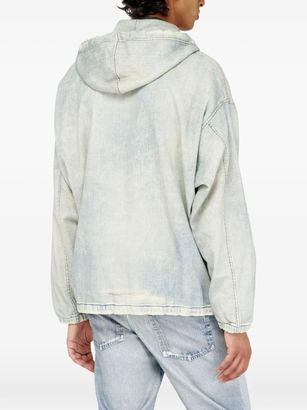 Diesel JoggJeans jack met capuchon en trompe l'oeil Blauw