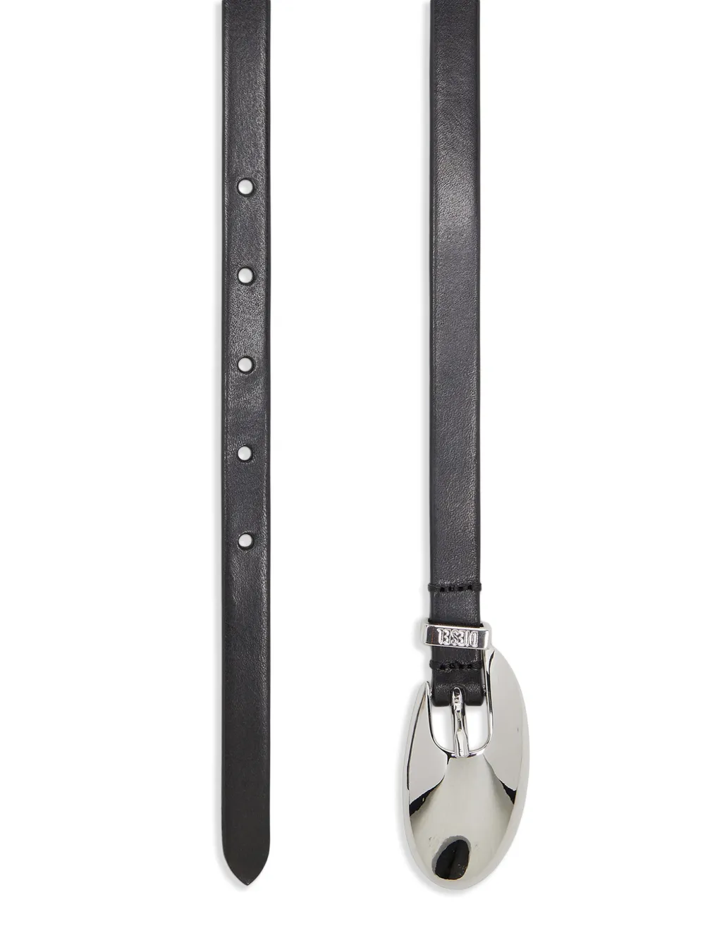 Diesel 1 5 cm smalle leren riem met sculpturale gesp Zwart