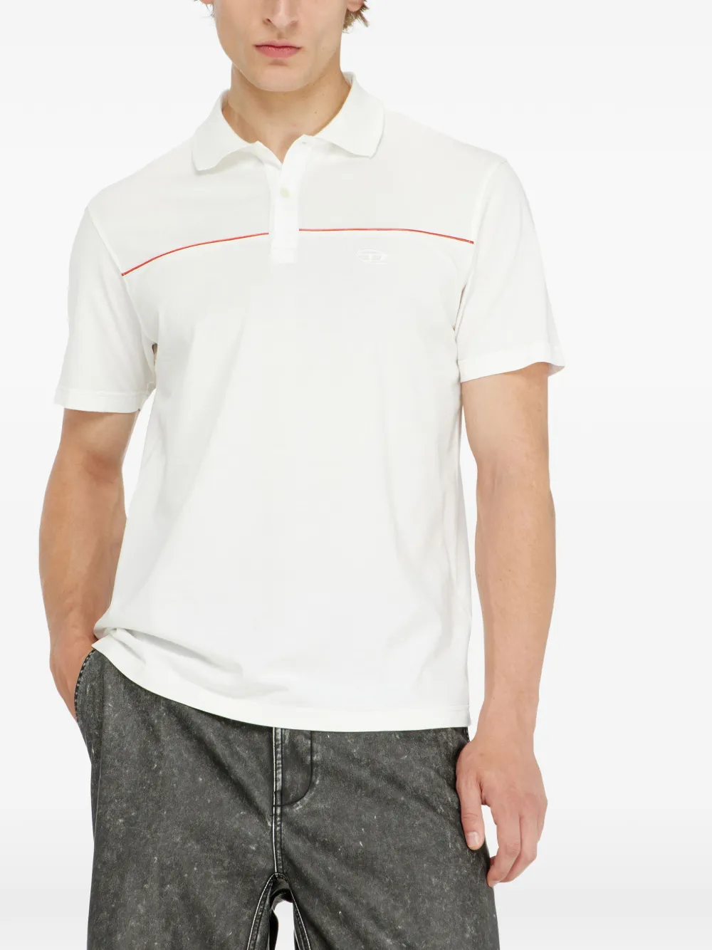 Diesel Poloshirt met contrastbies Wit