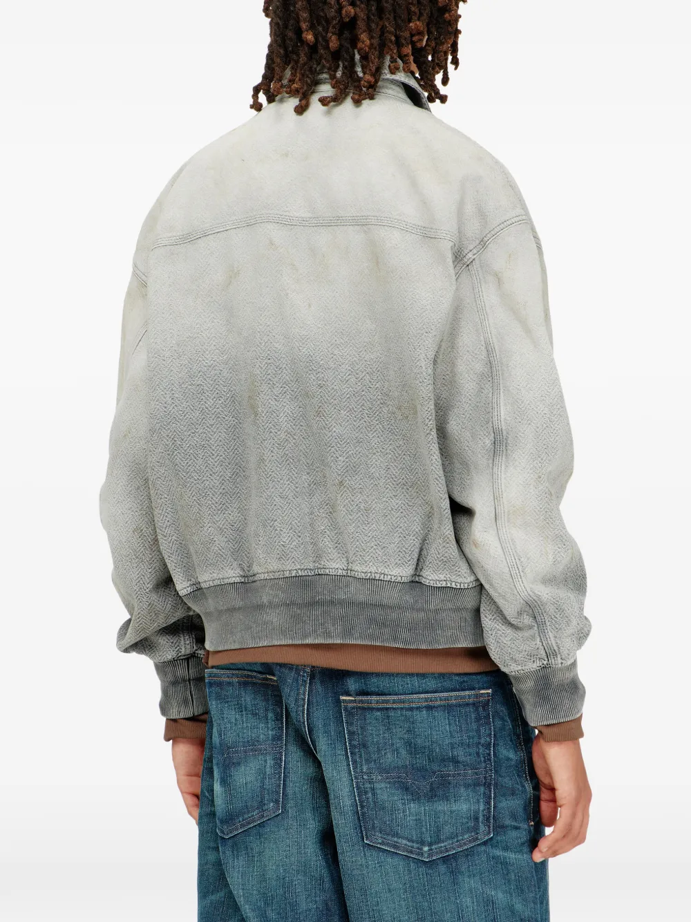 Diesel jacket in distressed herringbone denim Grijs