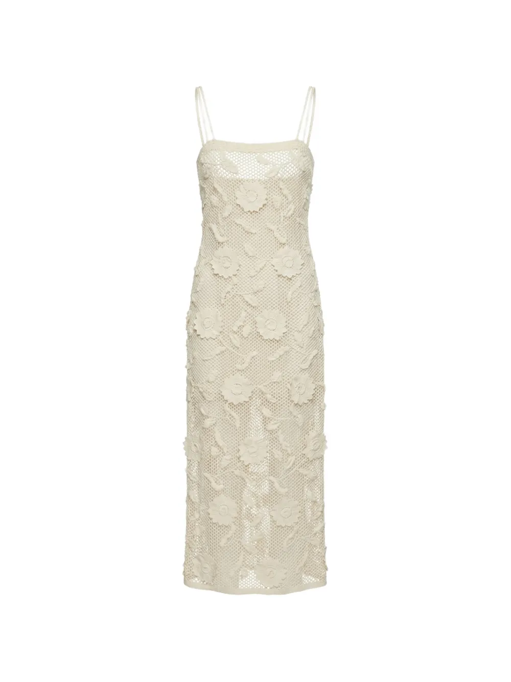 NISSA crochet-knit floral-appliqué dress - Toni neutri