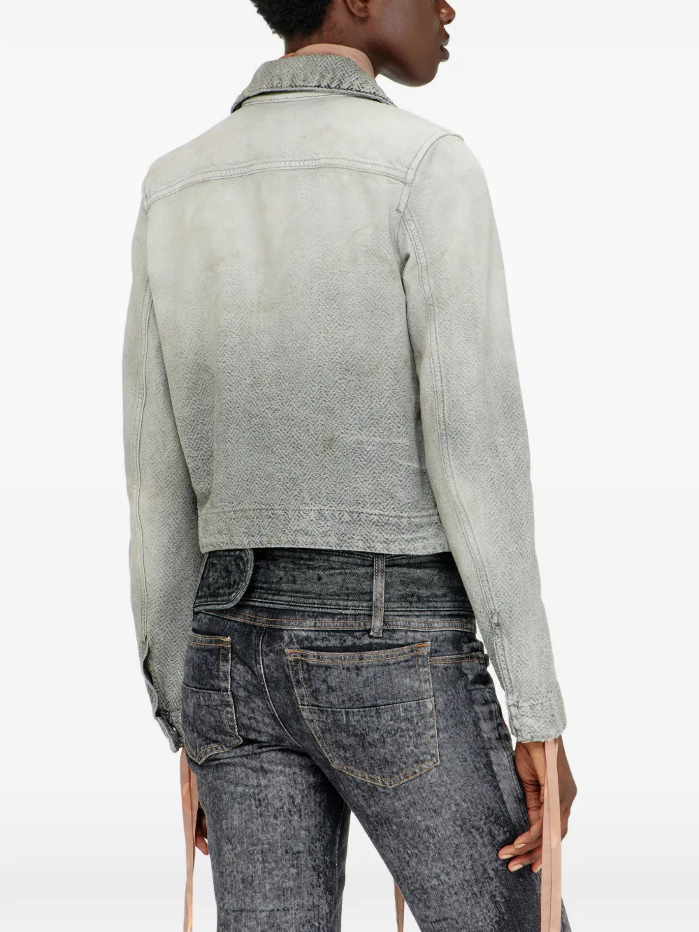 Diesel jacket in distressed herringbone denim Grijs