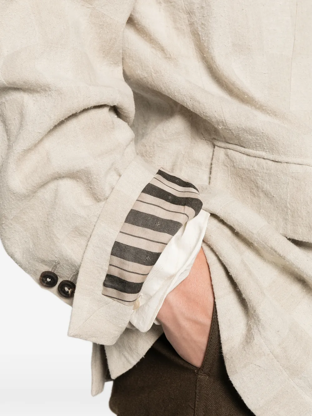Ziggy Chen Geruite blazer met enkele rij knopen Beige