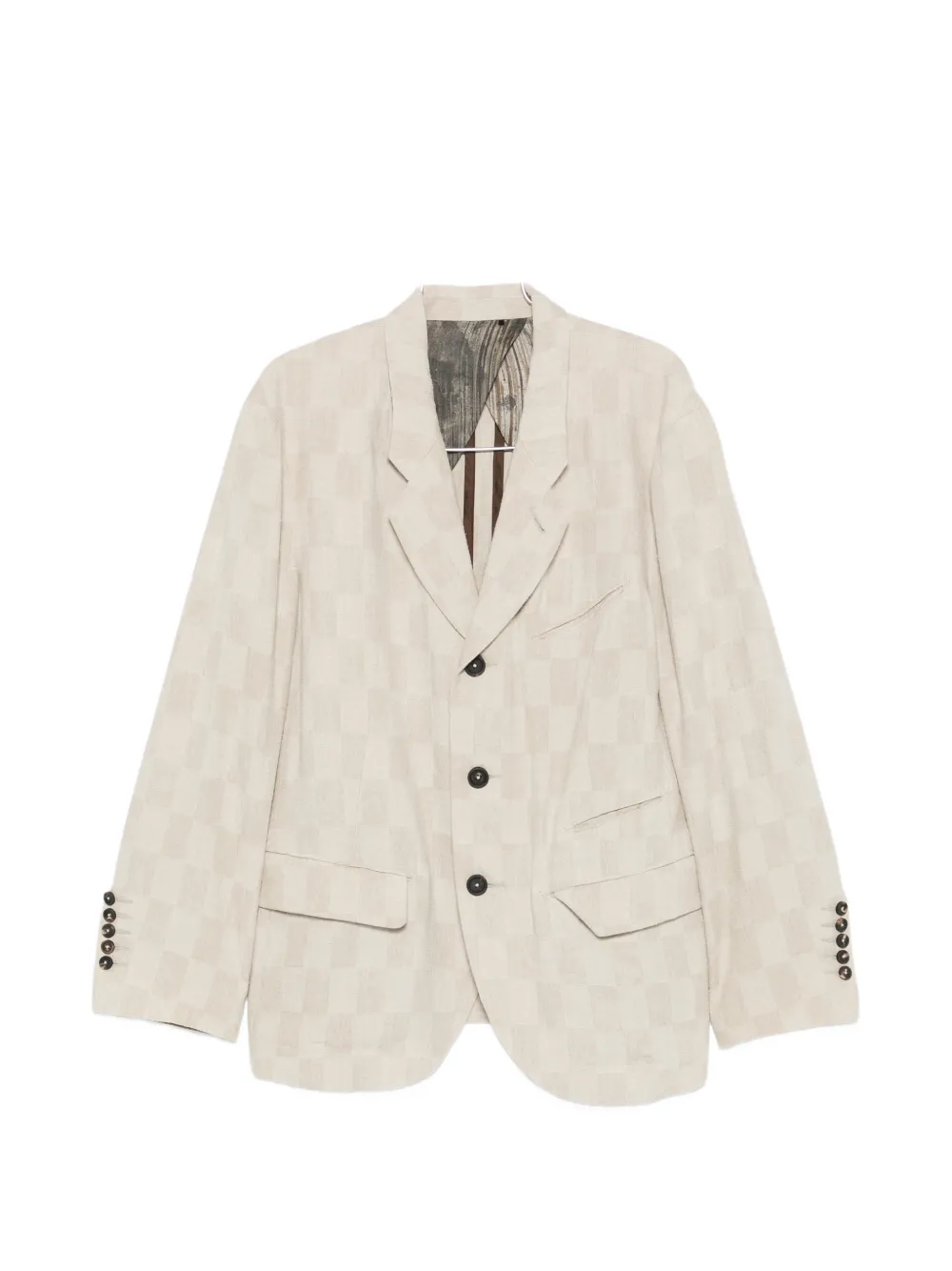 Ziggy Chen checkerboard-pattern single-breasted blazer - Toni neutri