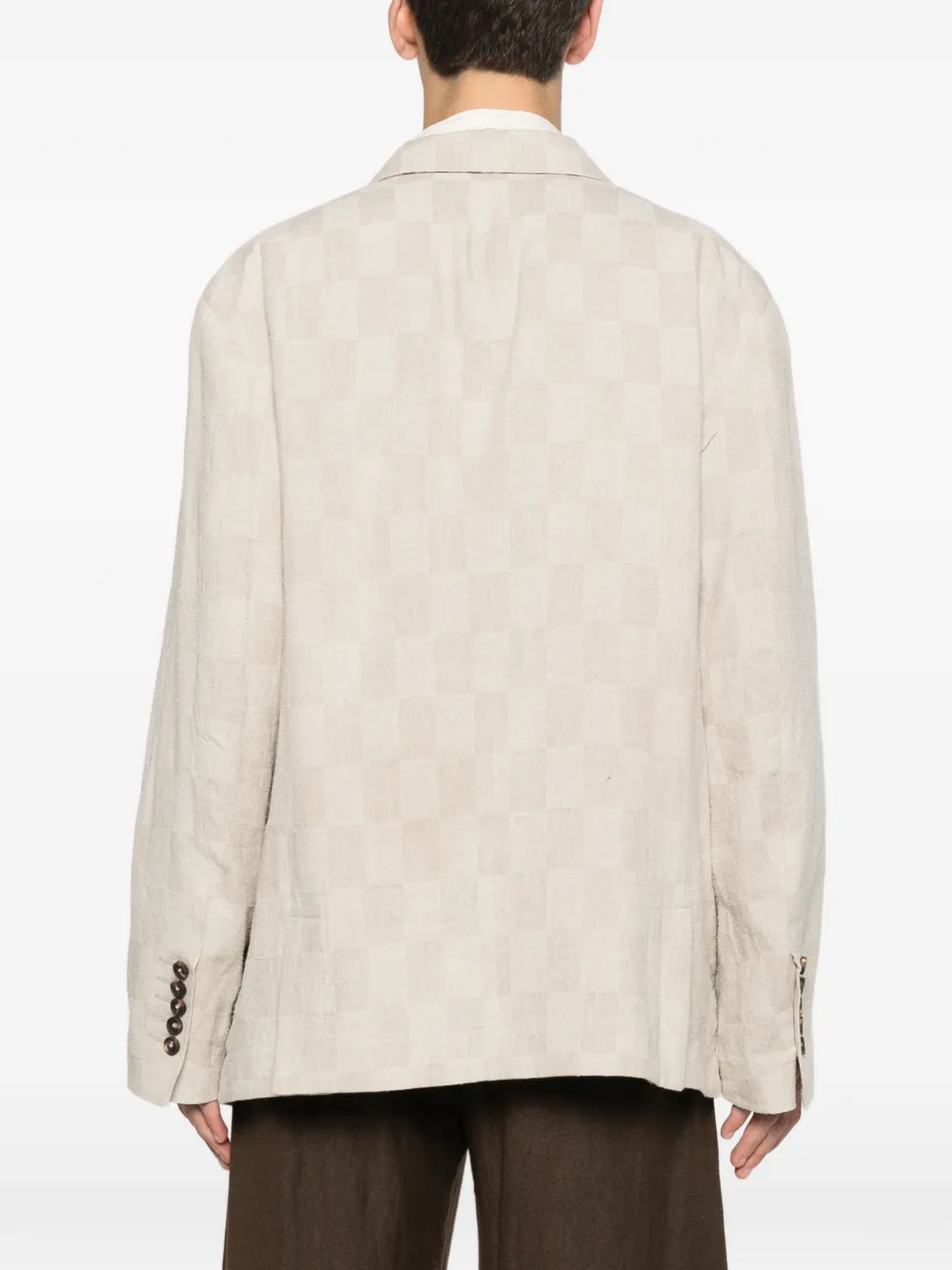 Ziggy Chen Geruite blazer met enkele rij knopen Beige