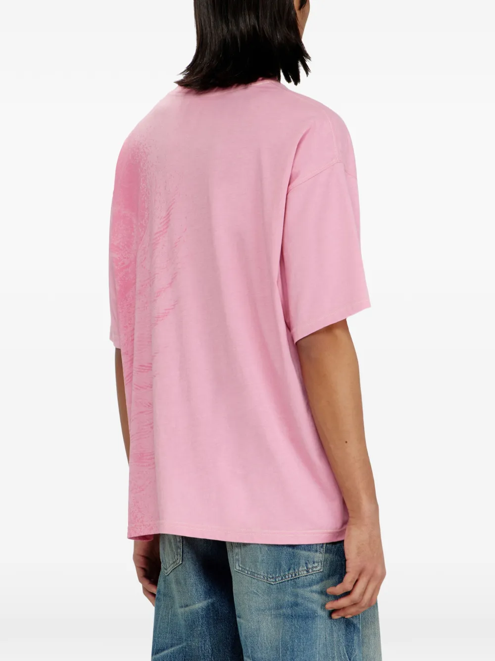 Diesel Ruimvallend T-shirt met pigmentprint Roze