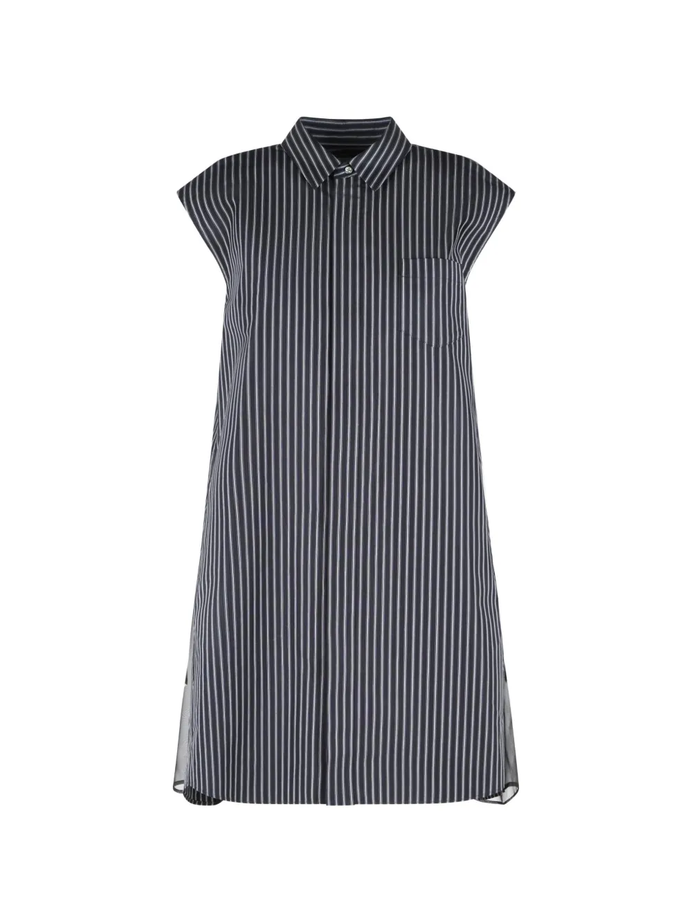 sacai striped sheer-panelled dress - Blu