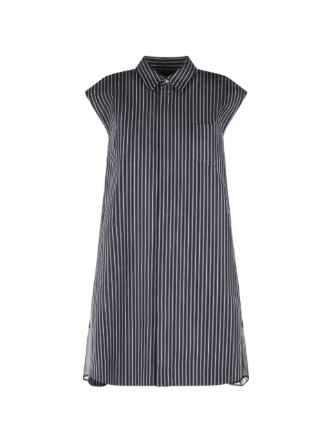 sacai striped sheer-panelled dress