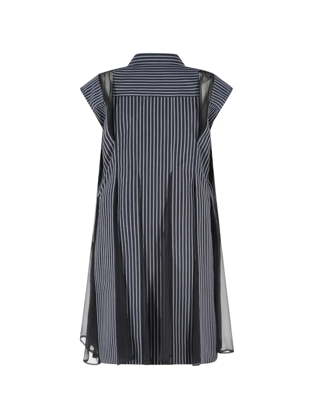 sacai Gestreepte jurk met doorzichtig vlak Blauw