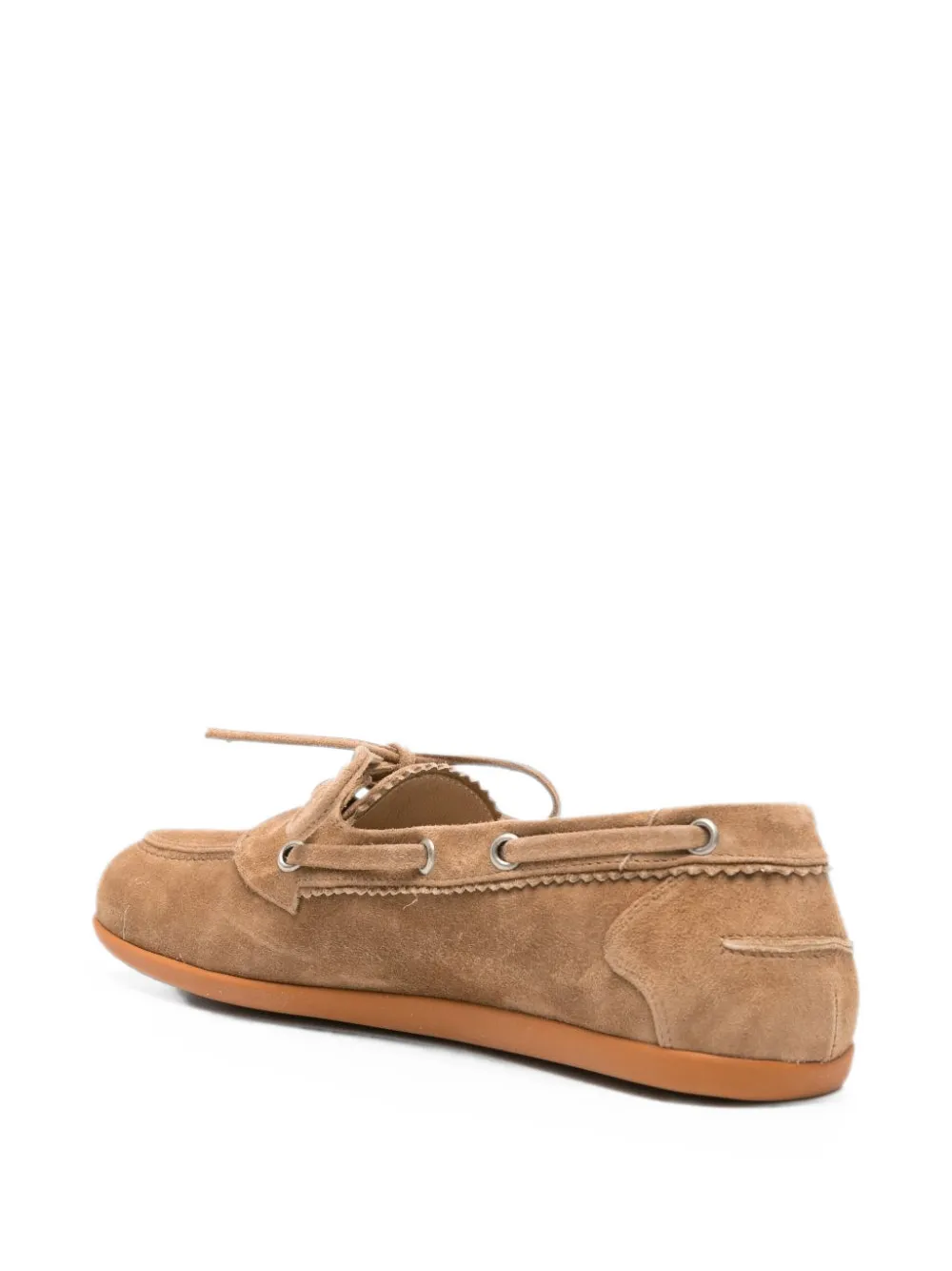 Pomme D´Or suede lace-up boat shoes Beige