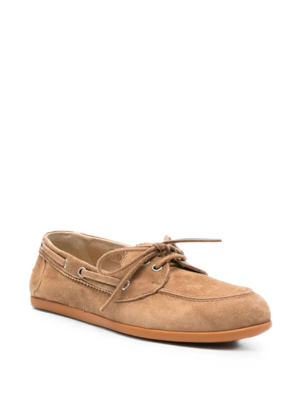 Pomme D´Or suede lace-up boat shoes Beige