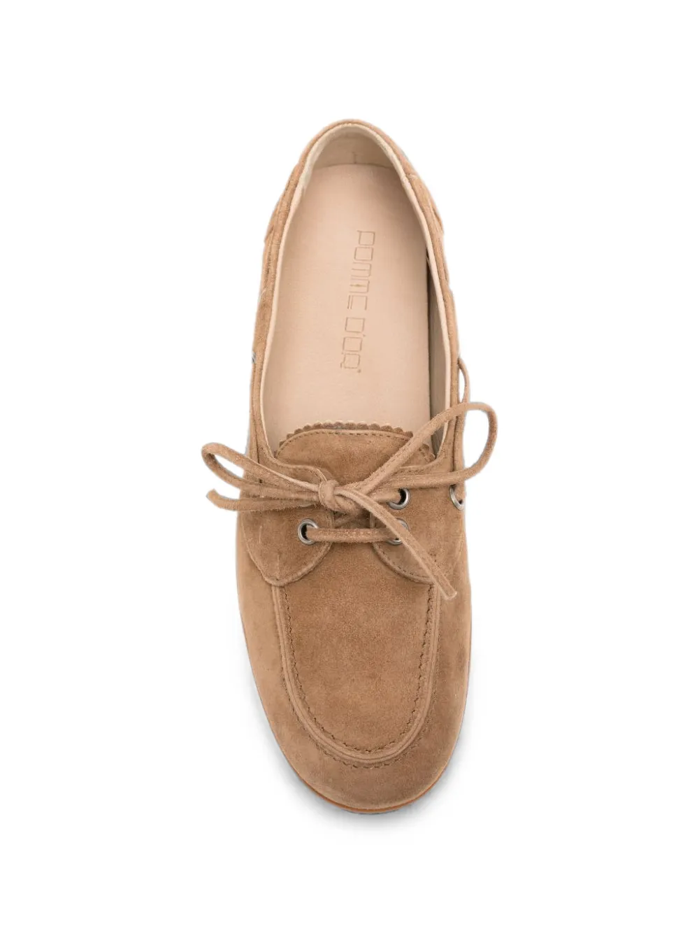 Pomme D´Or suede lace-up boat shoes Beige