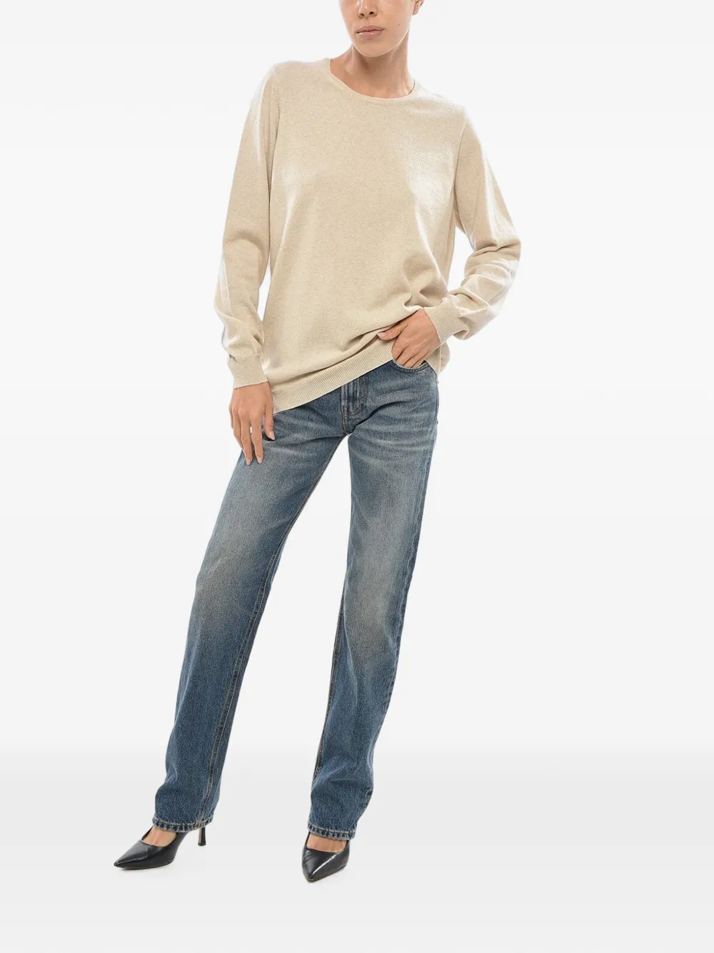 Malo crew-neck long-sleeve sweater Beige