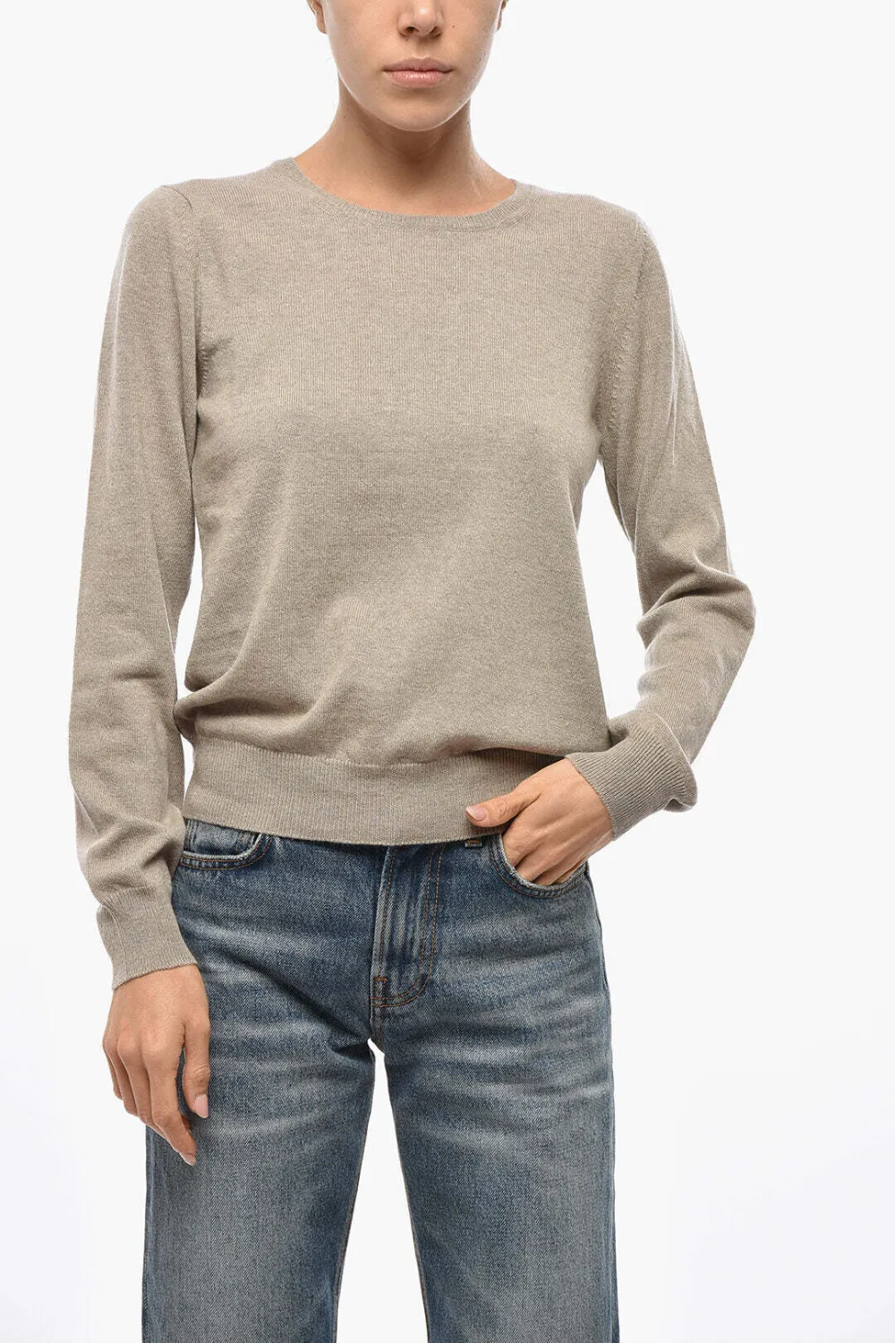 Malo crew-neck long-sleeve sweater - Neutrals