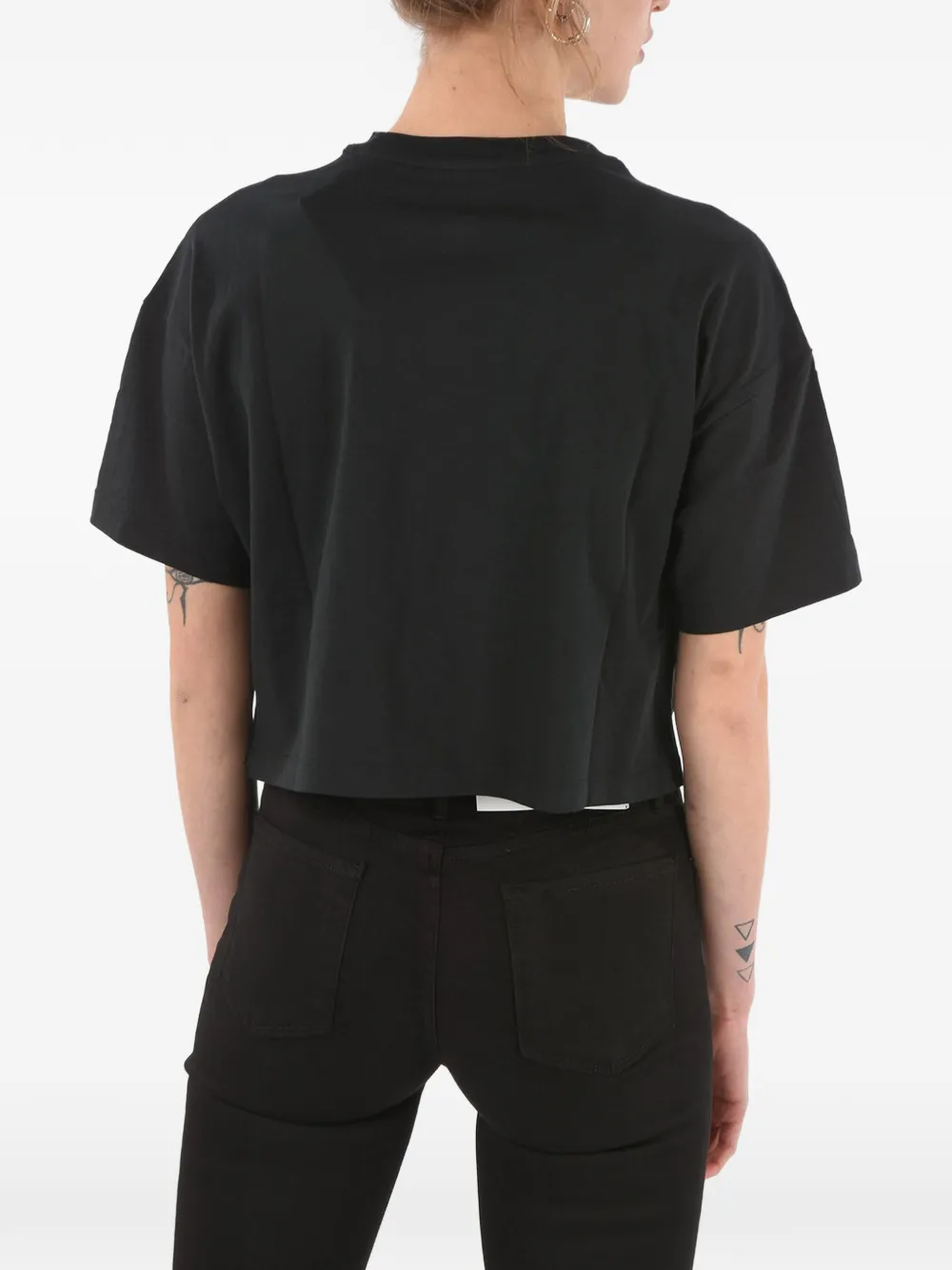 Converse Logo-print Cropped T-shirt In Black