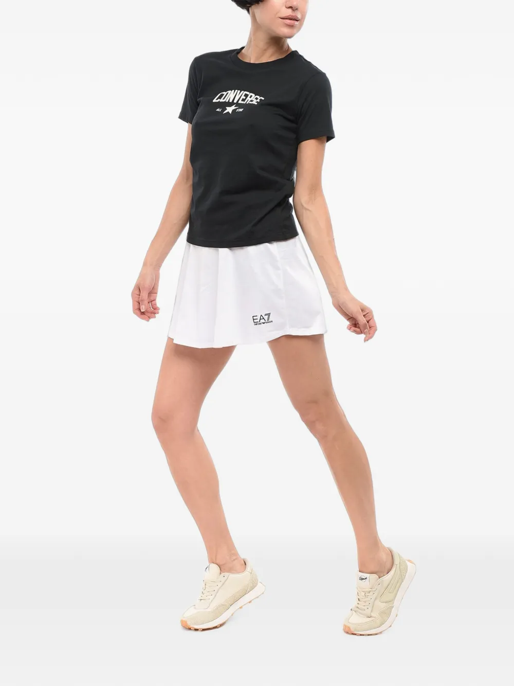Converse Logo-print Slim-fit Black T-shirt In Black