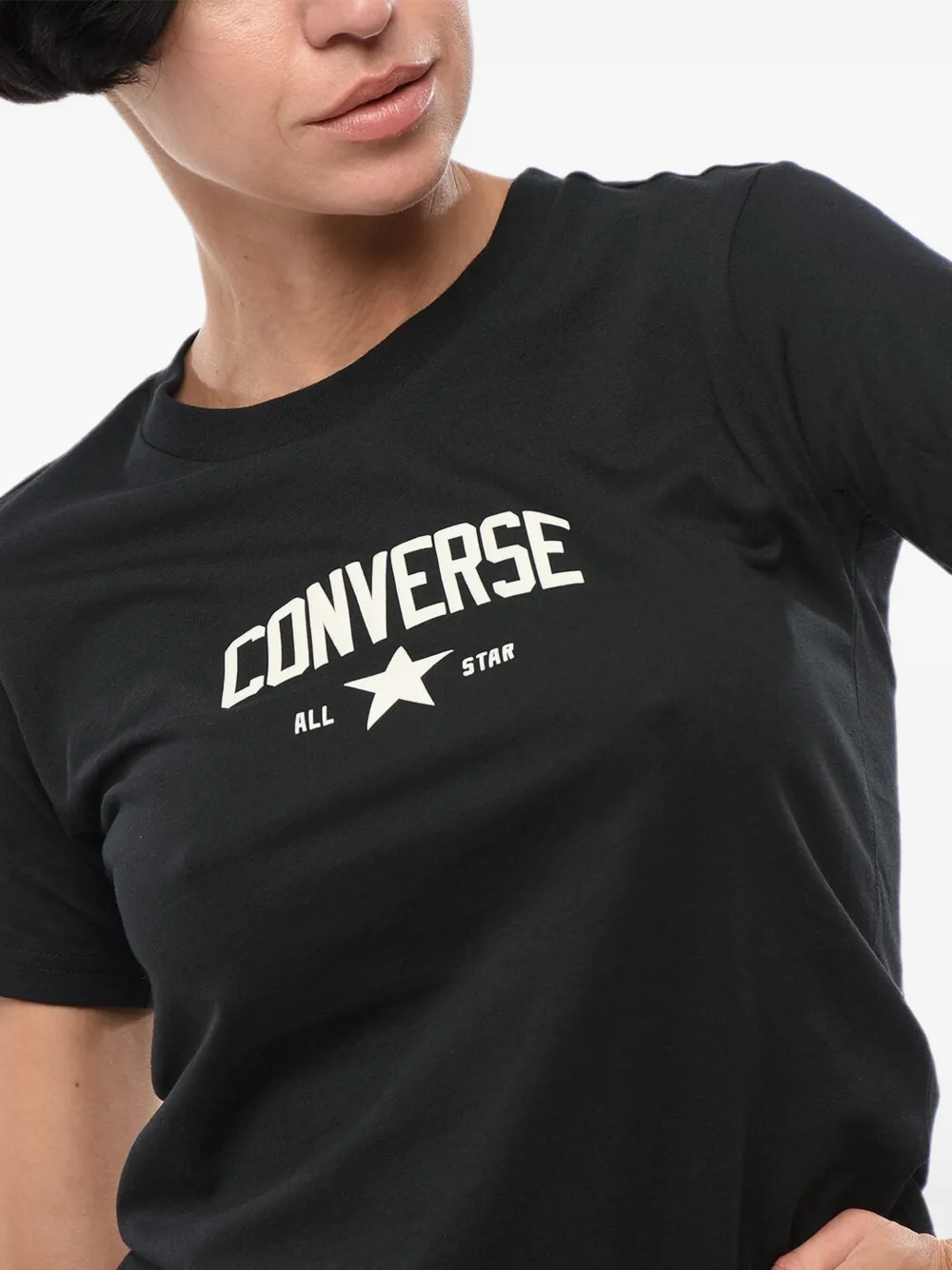 Converse Logo-print Slim-fit Black T-shirt In Black