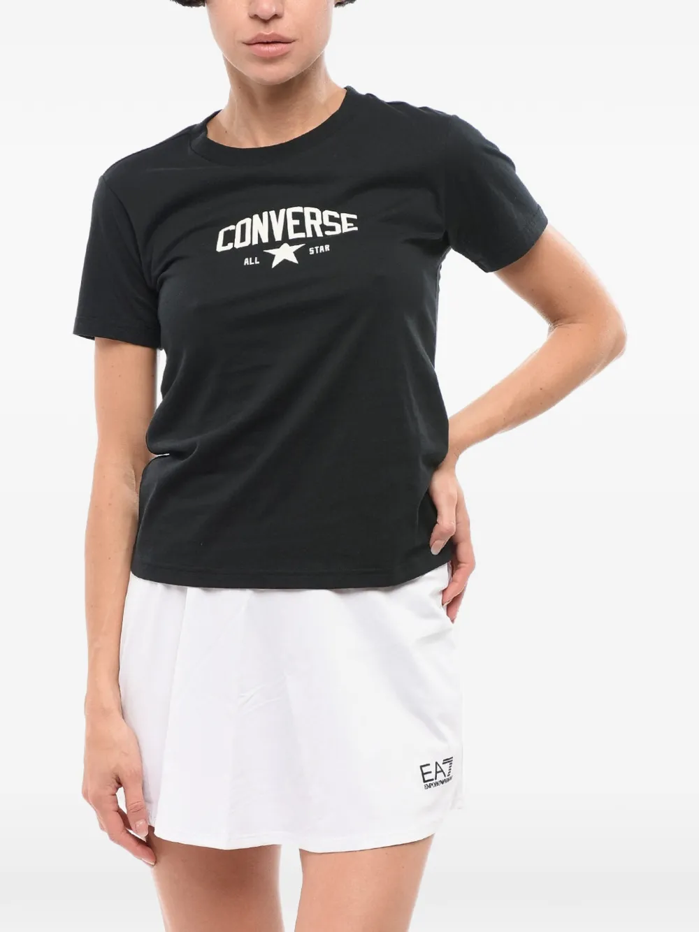 Converse Logo-print Slim-fit Black T-shirt
