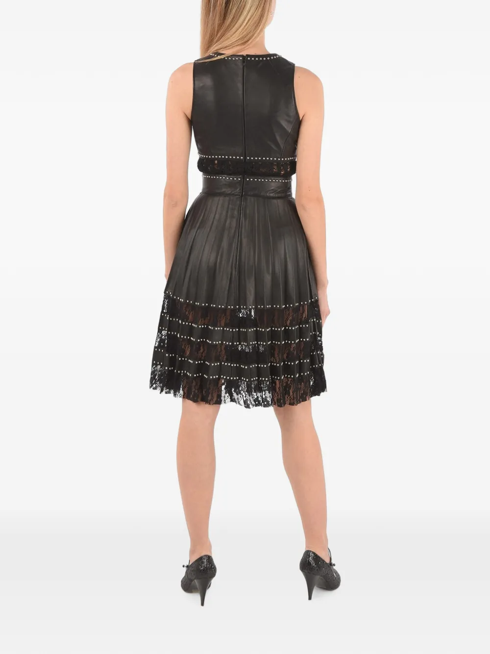 Philipp Plein studded lace-panel midi dress - Schwarz