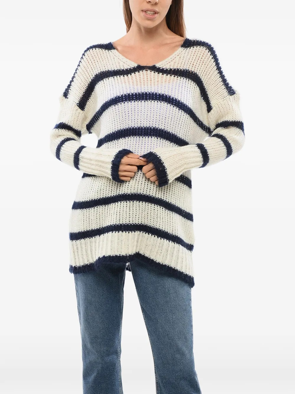 Seafarer striped crew-neck sweater - Weiß