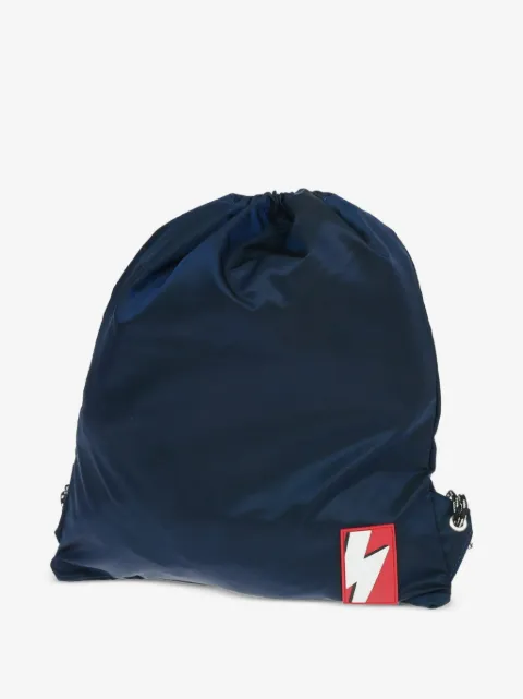 Neil Barrett lightning-bolt patch drawstring backpack