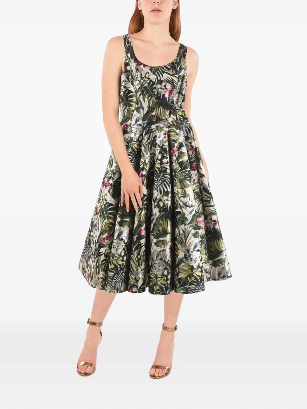 Philipp Plein floral-print sleeveless midi dress - Grün