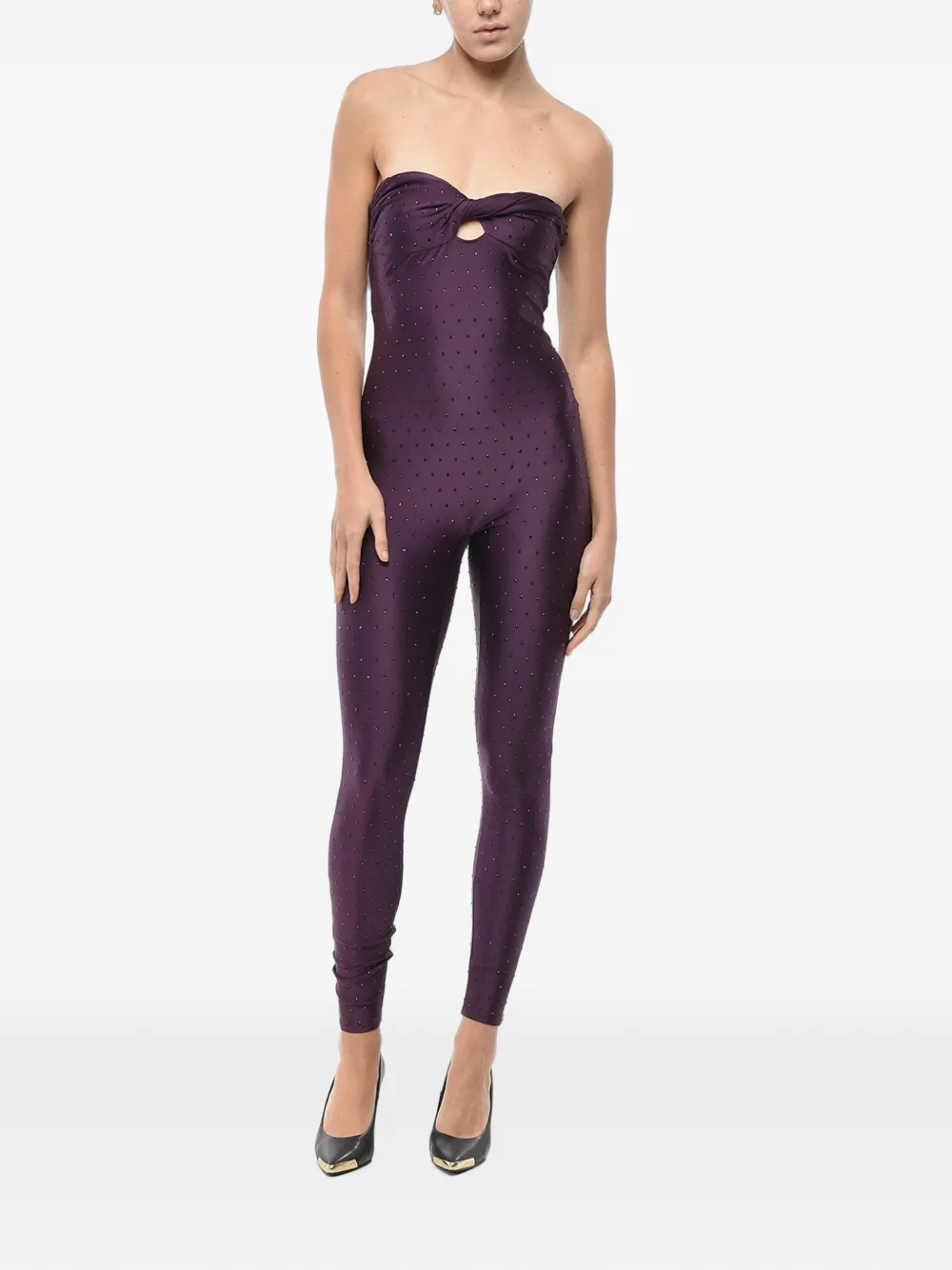 THE ANDAMANE strass-embellished strapless jumpsuit - Violett