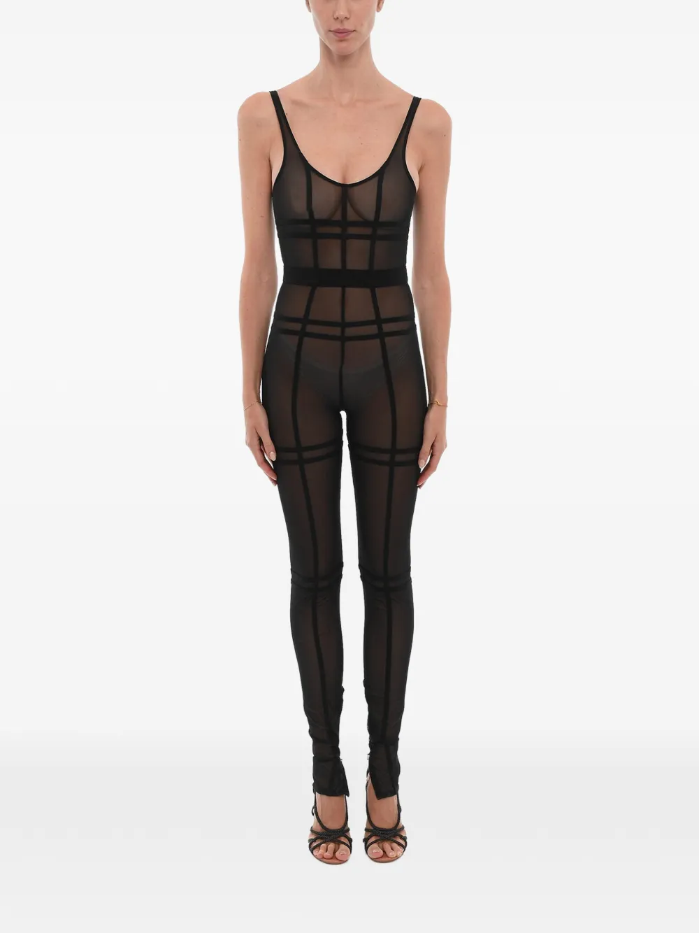 David Koma sheer-panelled sleeveless jumpsuit - Schwarz