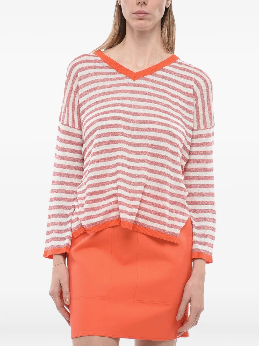 Why Ci striped V-neck sweater