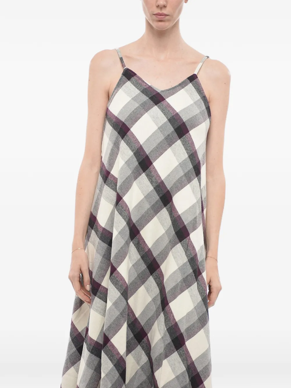 Woolrich checked sleeveless maxi dress Beige