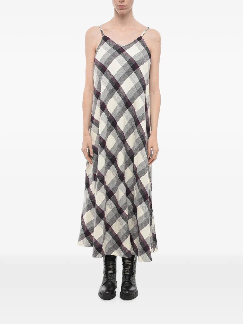 Woolrich checked sleeveless maxi dress - Neutrals