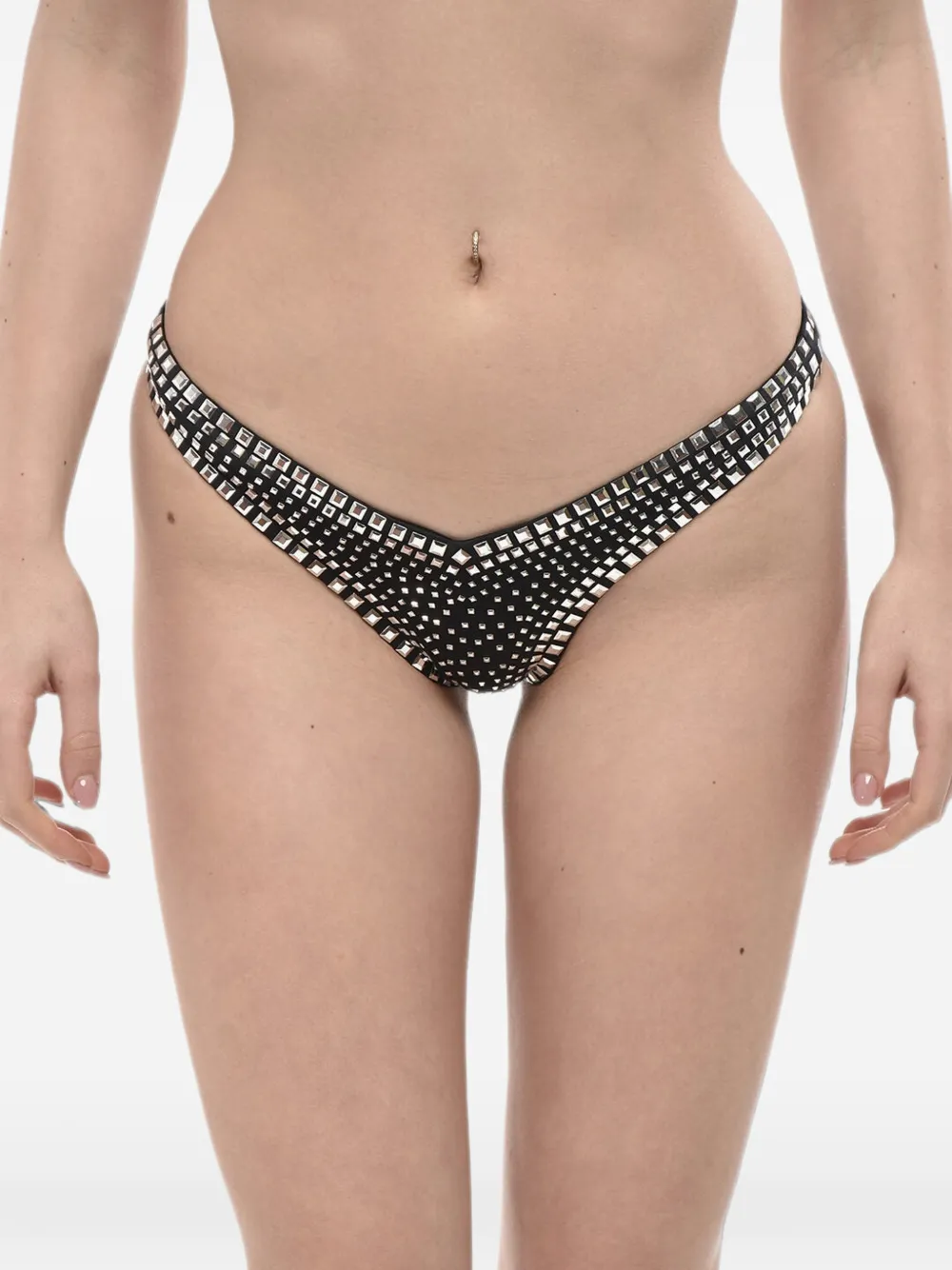 DSQUARED2 High-Cut-Bikinihöschen mit Nieten - Schwarz