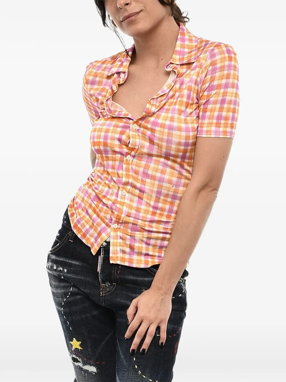 DSQUARED2 checked short-sleeve multi shirt - Orange