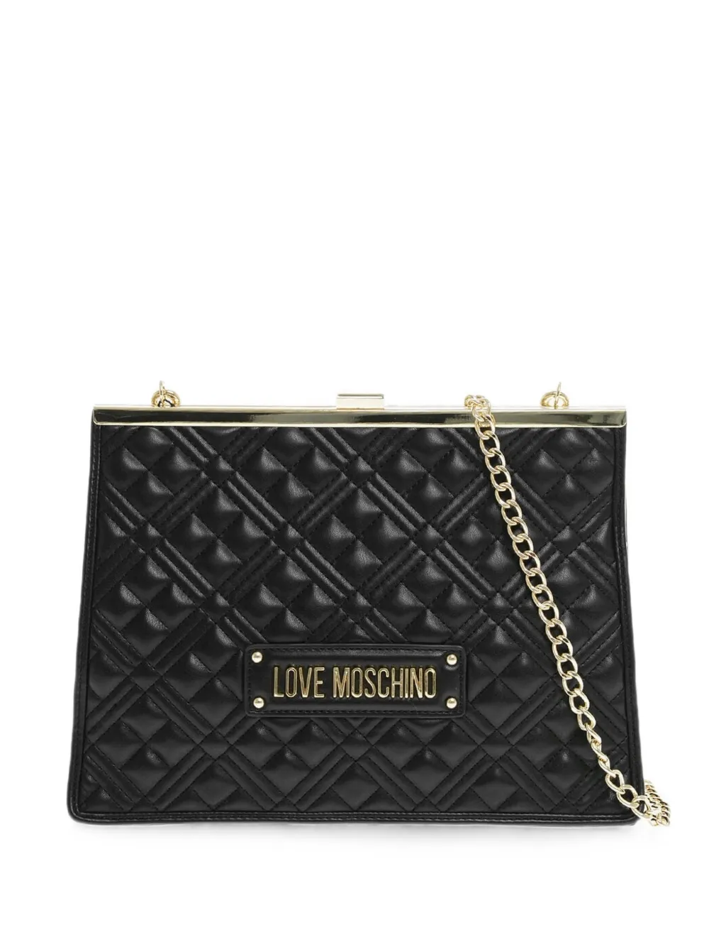 Love Moschino quilted logo-plaque shoulder bag - Black