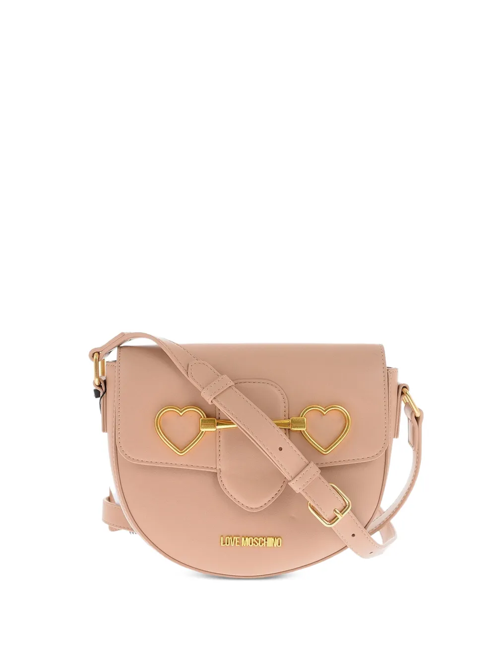 Moschino heart-clasp satchel bag - Nude